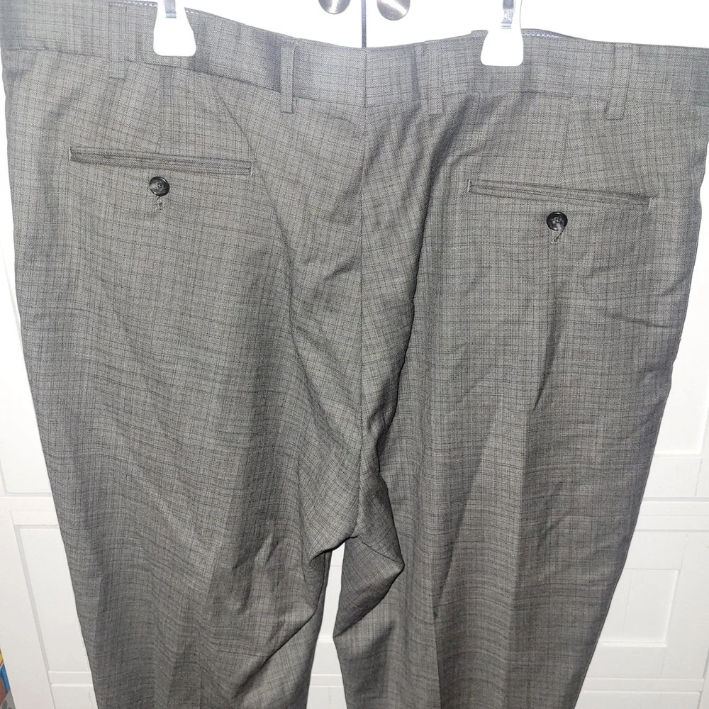 Hart Schaffner Marx 100% Wool Plaid‎ Dress Pants Mens 40R Grey Tailored Fit